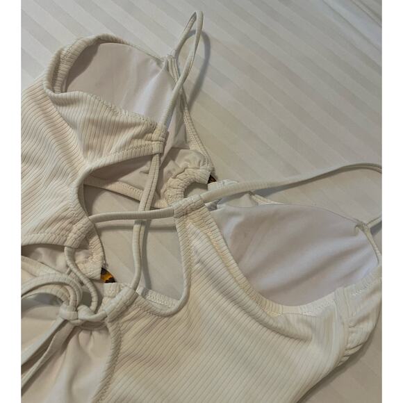 Shade & Shore Cream Ribbed One Piece Swimsuit - NWOT - Size XL - Picture 7 of 8